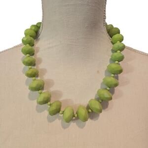 Necklace Vintage Faceted Chunky Green Acrylic Bead Statement 24" SKU2373
